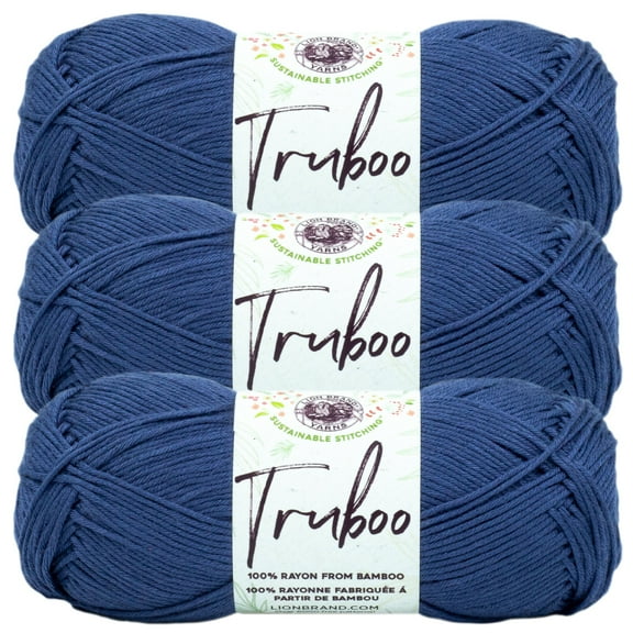 Lion Brand Yarn Truboo Navy Yarn 3 Pack