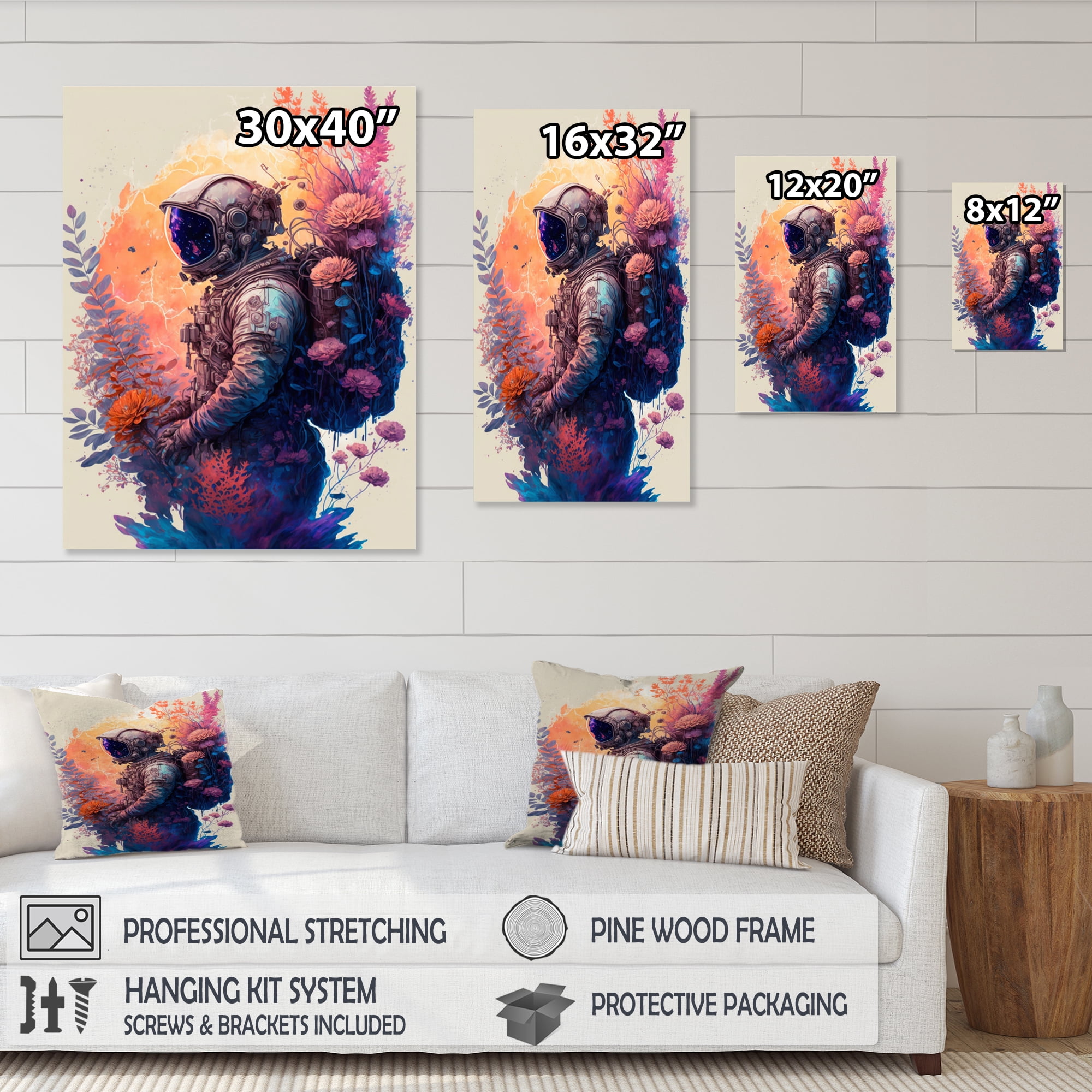 Designart Astronaut Planet Dream III Canvas Wall Art