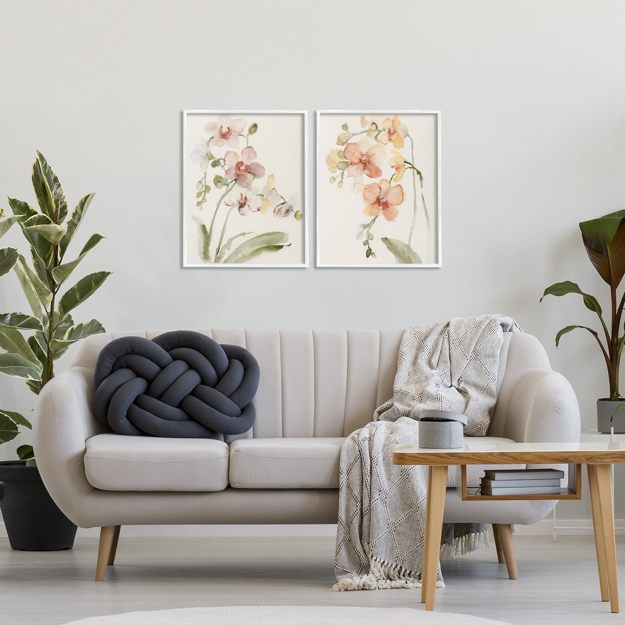 Stupell Industries Delicate Orchids in Bloom 2 Piece White Framed Giclee Art Set, design by Victoria Barnes