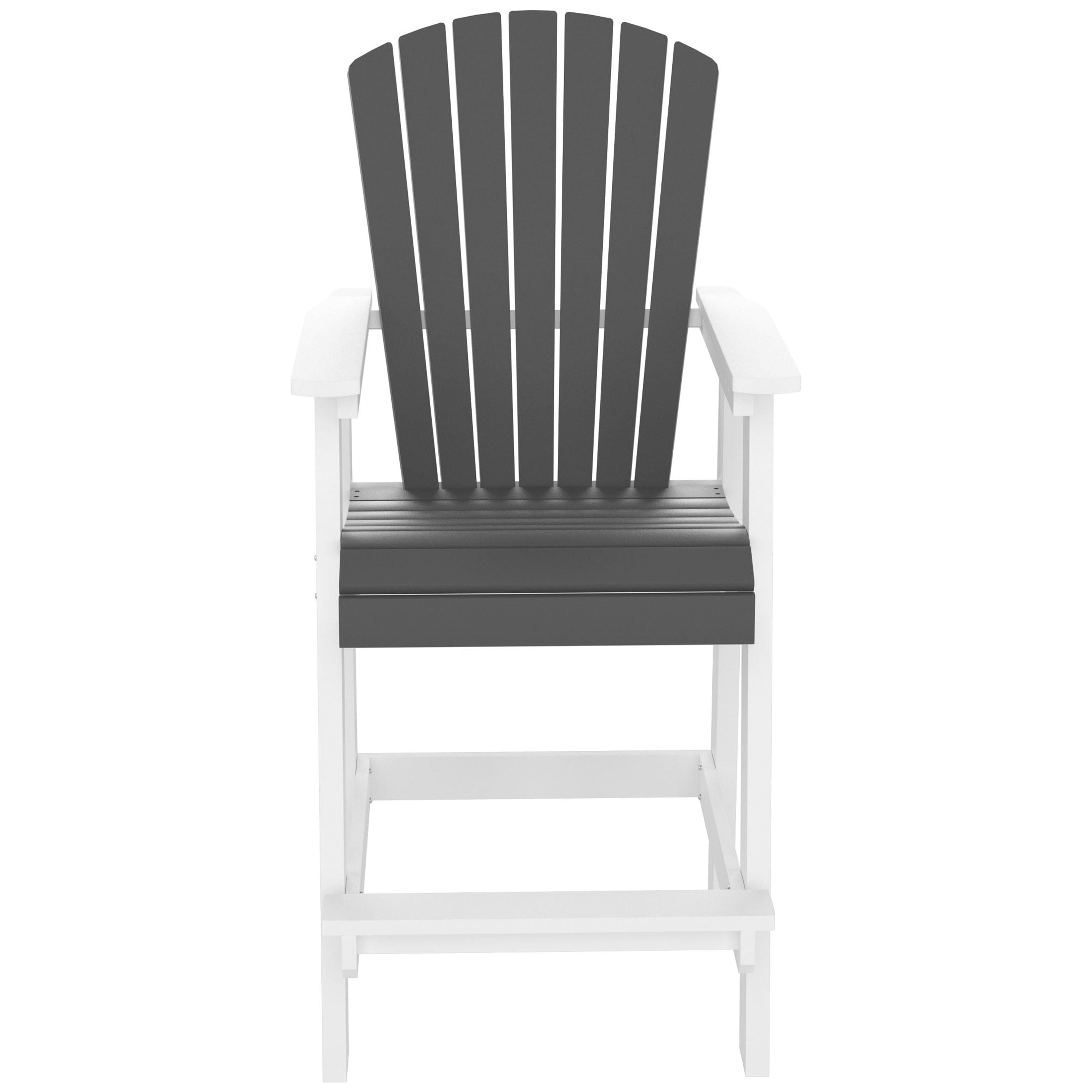 Outdoor Tall Bar Stools Set of 2, Patio Bar Stool Chair with High Back for Balcony, White and Gray