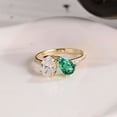 thumbnail image 2 of vylahjewellery Pear Green Gemstone Valentine Day Ring Oval Cut Moissanite Diamond Engagement Ring Yellow Gold Vermeil Handmade Jewelry Ring, 2 of 9