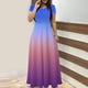 thumbnail image 4 of Vestido de Verano para las Mujeres Gradiente Impreso Cuello en V Manga Corta de la Longitud Del Tobillo Vestido, Vestido Corto de Verano, 4 of 5