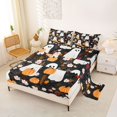 thumbnail image 2 of Manfei Halloween Ghosts Queen Sheets,Rustic Pumpkin Queen Sheet Sets,Black,4pcs,1 Flat Sheet, 1 Fitted Sheet and 2 Pillowcases, 2 of 6
