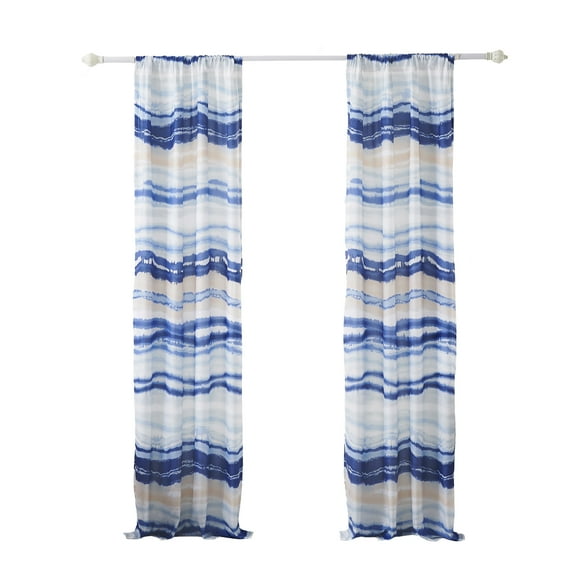 Greenland Home Crystal Cove Wave Pattern Curtain Panels, Set of 2, 84-in. L, for All Ages