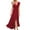 Red, variant on USSUMA Dresses for Women 2025 Casual Spring Womens Dresses Short Sleeve V Neck Casual Solid Color Ruffle Split Tie T Shirt Dress Maxi Dress Leisure Dress Fashion Dress Army Green Dress Size-XXL
