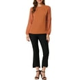 thumbnail image 3 of INSPIRE CHIC Women's Chiffon Blouse Keyhole Neck Patchwork Sleeve Elegant Work Top XL Orange, 3 of 9