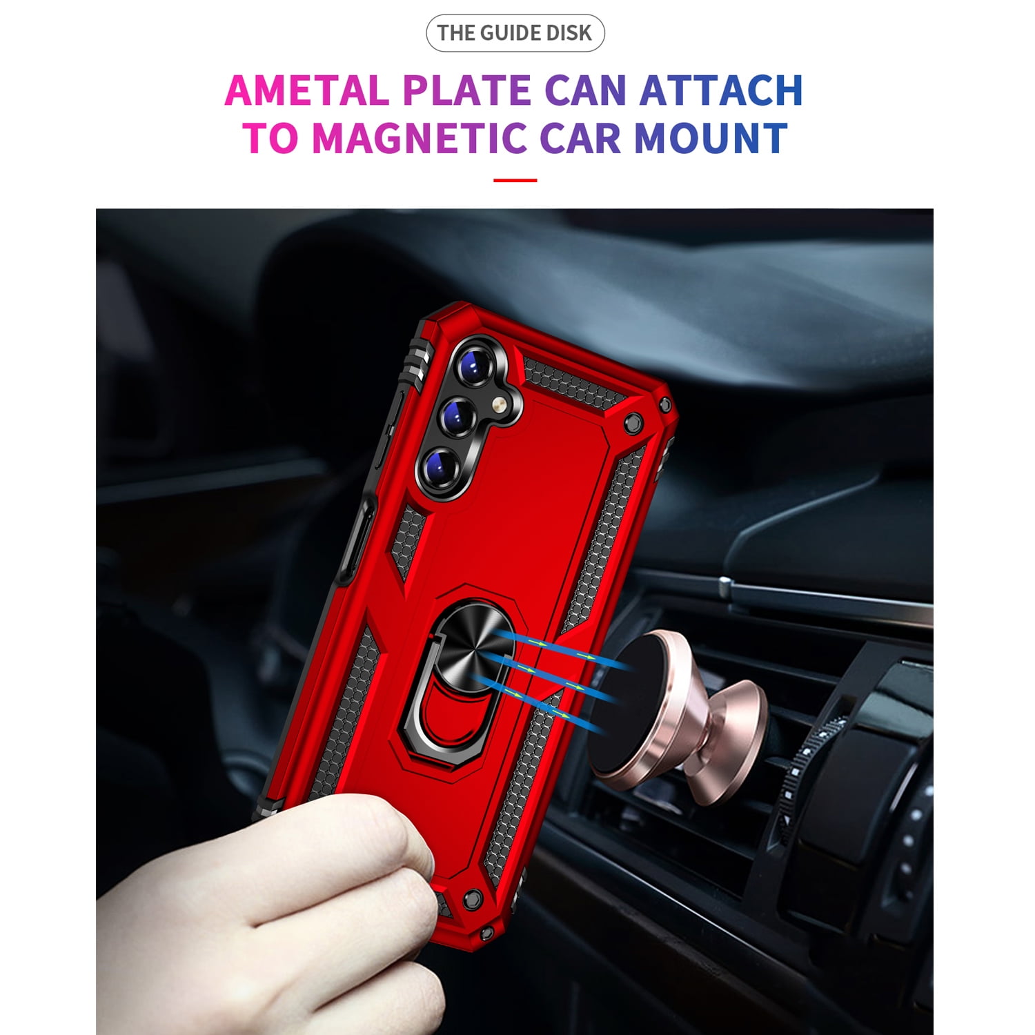 TJS for Samsung Galaxy A15 5G Phone Case, with Tempered Glass Screen Protector, Impact Resistant Metal Ring Magnetic Support Kickstand Drop Protector Cover for Galaxy A15 5G (Blue)