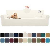 Sanmadrola 100% Waterproof Sofa Cover Non Slip Couch Cover Stretch Slipcover Leakproof Couch Protector for Kids Dogs Cats Pets, Cream, Oversized Sofa