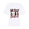 thumbnail image 5 of Lilgiuy Clearance under 10$ Merry Christmas Shirt for Women Letter Pattern Cute T-Shirt Leopard Plaid Tree Casual Graphic Print Funny Crewneck Tees Tops White, 5 of 6