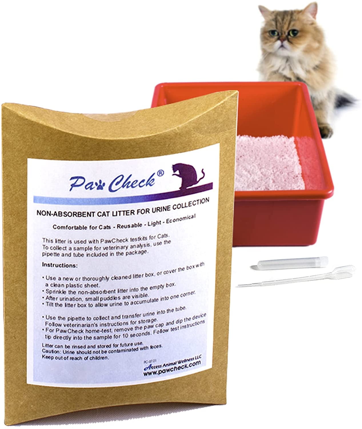 PawCheck Cat Litter for Urine Collection - Reusable and Non-Absorbent Cat Urine  Collection Home Kit Intended to Monitor Cat Health 