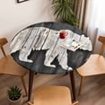 thumbnail image 5 of Abstract White Bear Elastic Fitted Round Table Cover Black Wood Grain Waterproof Outdoor Tablecloth for Holiday Party, Picnic, Patio & Dining Fits Tables Up to 45"-54", 5 of 8