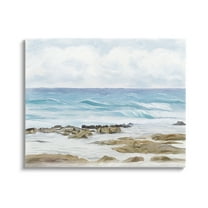 Stupell Industries Rocky Shore Beach Waves Landscape Painting Gallery Wrapped Canvas Art Print Wall Art, 30 x 24