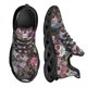 thumbnail image 1 of Zapatos planos con estampado de calavera para mujer, zapatillas informales cómodas con cordones para mujer, zapatillas de plataforma ligeras, 1 of 6