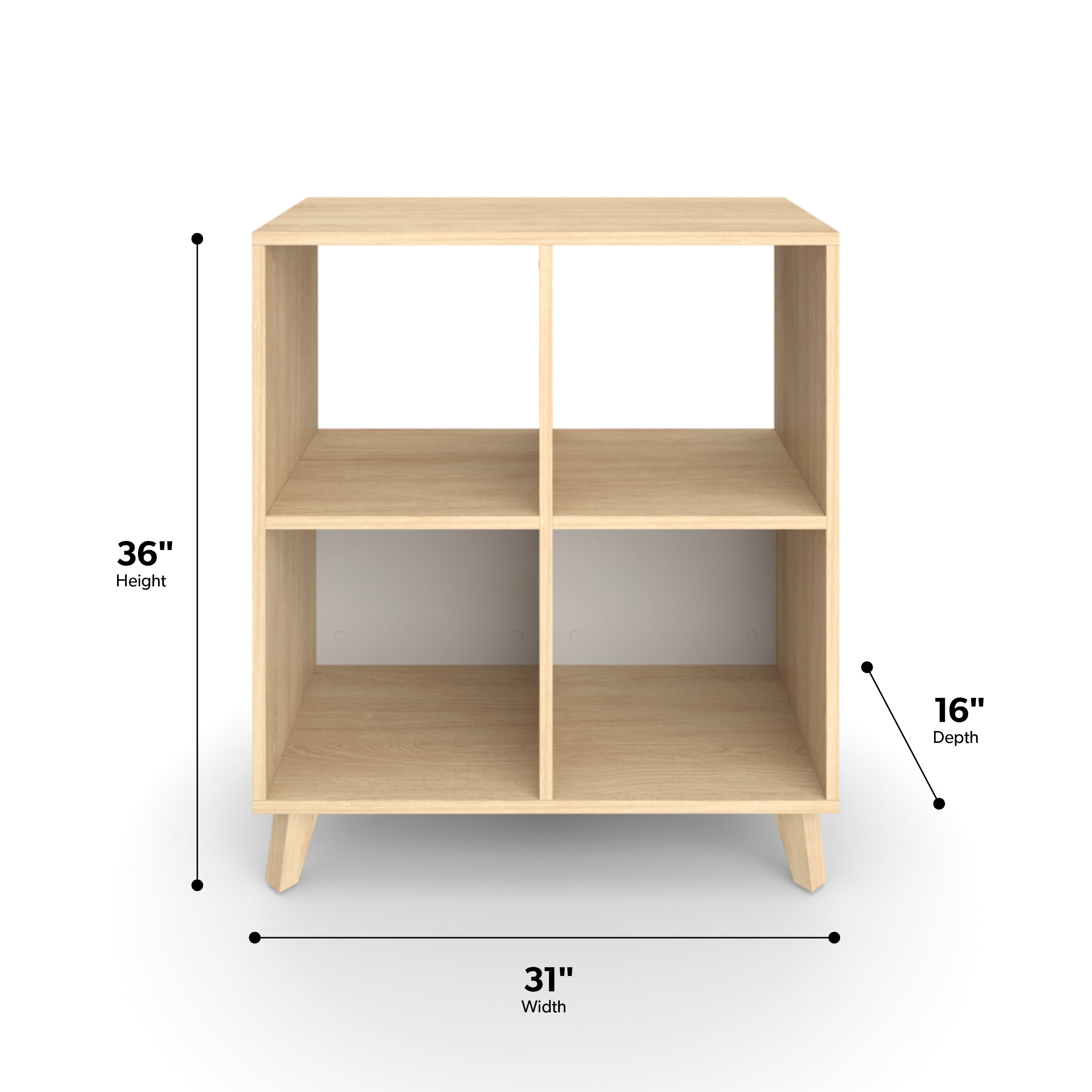 HON Basyx Commercial-Grade 36" High Modern Cube Bookcase, Real Wood Feet, Teak (BSXCUBELTT)