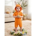 thumbnail image 5 of Cenuakty Baby Easter Romper Bunny Ear Design Embroidered Button Short Sleeve Hooded Jumpsuit, 5 of 9