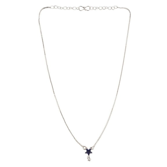 Efulgenz Cubic Zirconia CZ Star Pendant Chain Necklace Jewelry Gift for Women, Blue