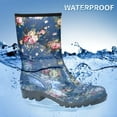 thumbnail image 2 of DKSUKO Waterproof Womens Rain Boots insulated,Lightweight Rubber fashion Wellies in Gardening,Warm and Comfortable Wide Calf Rain Boots with Glossy in Outdoor(Blue White Flower,10), 2 of 6