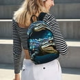 thumbnail image 5 of Rateoe Starry Sky Colorful Crocodile Pattern Durable Canvas Backpack for Men & Women – Stylish & Lightweight – Adjustable Straps, Multiple Pockets – Fits 15-17 Inch LaptopsSmall, 5 of 5