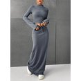 thumbnail image 2 of Women's Long Sleeve Maxi Dress Two-Piece Set - Fashionable, Casual & Comfortable Outfit, Perfect for Daytime Events and Relaxation,Gray,M, 2 of 5