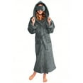 thumbnail image 3 of Fluffy Robes for Women Plush, Hugcore Long Plush Bathrobe with Hood Plus Size Bath Robe Soft Long Spa Robe with Pockets Robes for Women, Dark Gray, M, 3 of 10
