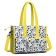 thumbnail image 2 of Teacher Tote Bag,Blue Baseballs with Yellow Flowers Pattern Teacher Utility Tote Bag,Large Work Tote Bags for Women with Multiple Pockets,Top Zipper Closure,13.8x10.6x6.7 Inch, 2 of 5