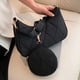 thumbnail image 3 of Bolso bandolera para mujer Bolso de media luna acolchado de hilo con bolso redondo pequeño (negro) Likrtyny Para Estrenar, 3 of 8