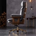 thumbnail image 4 of Boss Gamer Genuine Leather Office Chairs Solid Wood Office Chair Swivel High End Business Armchair Silla Gaming Office Furniture My Lux Decor Round, 4 of 26