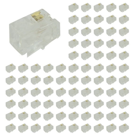 RJ9 4P4C Plug Phone Jack Connector 150 Pieces, Transparent