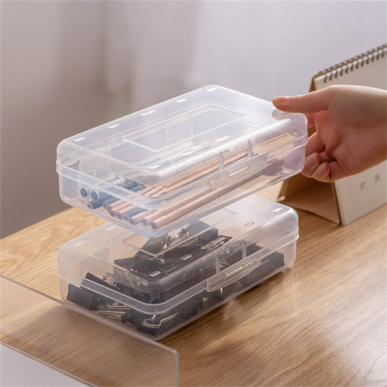 Back to School Supplies Under $1 Lzobxe Pencil Case Pencil Box Plastic  Large Capacity Pencil Boxes Clear Boxes with Snap-tight Lid Stackable  Design