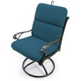thumbnail image 4 of Jordan Manufacturing 45" x 22" Celosia Legion Blue Crosshatch Rectangular Outdoor Chair Cushion with Ties and Hanger Loop, 4 of 13