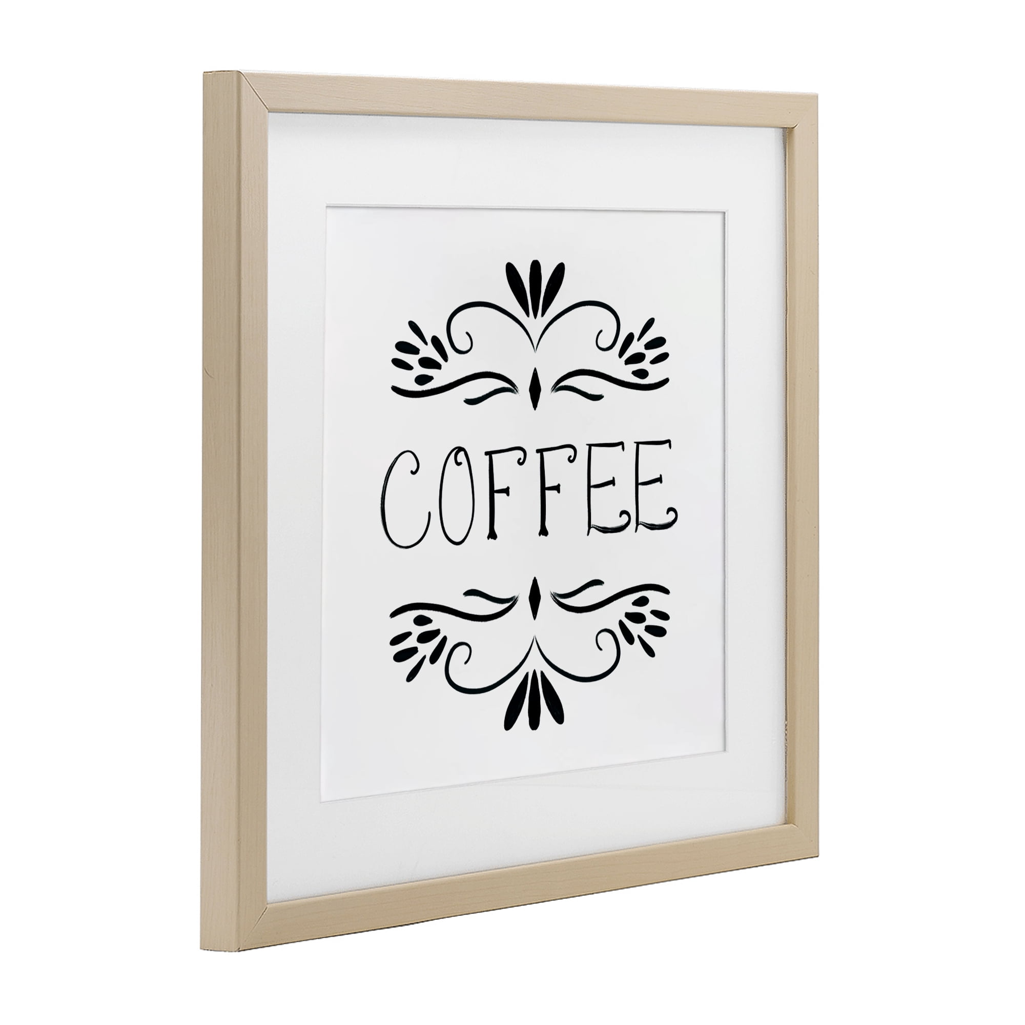 Stupell Industries Coffee with Floral Emblems Birch Framed Print Under Glass, design by Lucille Price