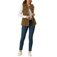 thumbnail image 3 of INSPIRE CHIC Women's Sleeveless Jacket Drawstring Waist Zip Up Cotton Cargo Vest with Pocket M Brown, 3 of 9