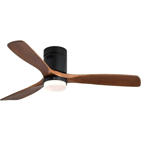 Sofucor 52-Inch Flush Mount Ceiling Fan with LED Light Bulb, Modern Farmhouse Indoor/Outdoor Ceiling Fans