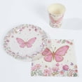 thumbnail image 6 of Efavormart 96 Pcs White Pink Butterfly Print Disposable Dinnerware Set, Paper Plates Cups Napkins Party Supplies, 6 of 11