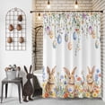 thumbnail image 2 of Shower Curtain for Bathroom Easter Egg Rabbit Flower on White Waterproof Bath Curtains Shower Curtains with Hooks,Spring Swirling Leaves Bathroom Curtain Privacy Drapes for Bathtubs Toilet 72x72in, 2 of 3
