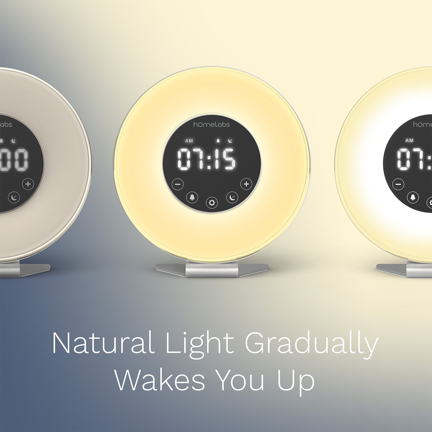 hOmeLabs Sunrise Alarm Clock - Digital LED Clock with 6 Color Switch and FM Radio for Bedrooms - Multiple Nature Sounds Sunset Simulation & Touch Control - with Snooze Function for Heavy Sleepers - image 4 of 9