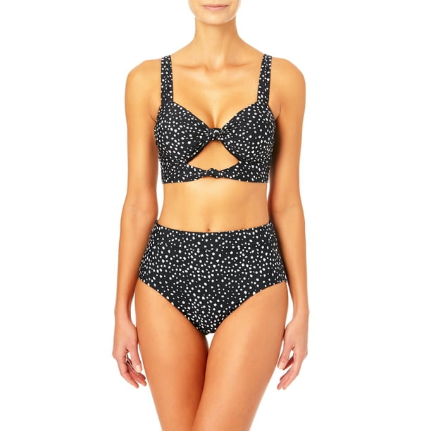 Time and Tru Women's and Women's Plus Size Abstract Dot Knotted Swim Top