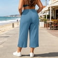 thumbnail image 6 of yillto Women Plus Size Capris Wide Leg Cropped Pant Palazzo Elastic Waist Drawstring Capri Pants with Pockets, 6 of 6
