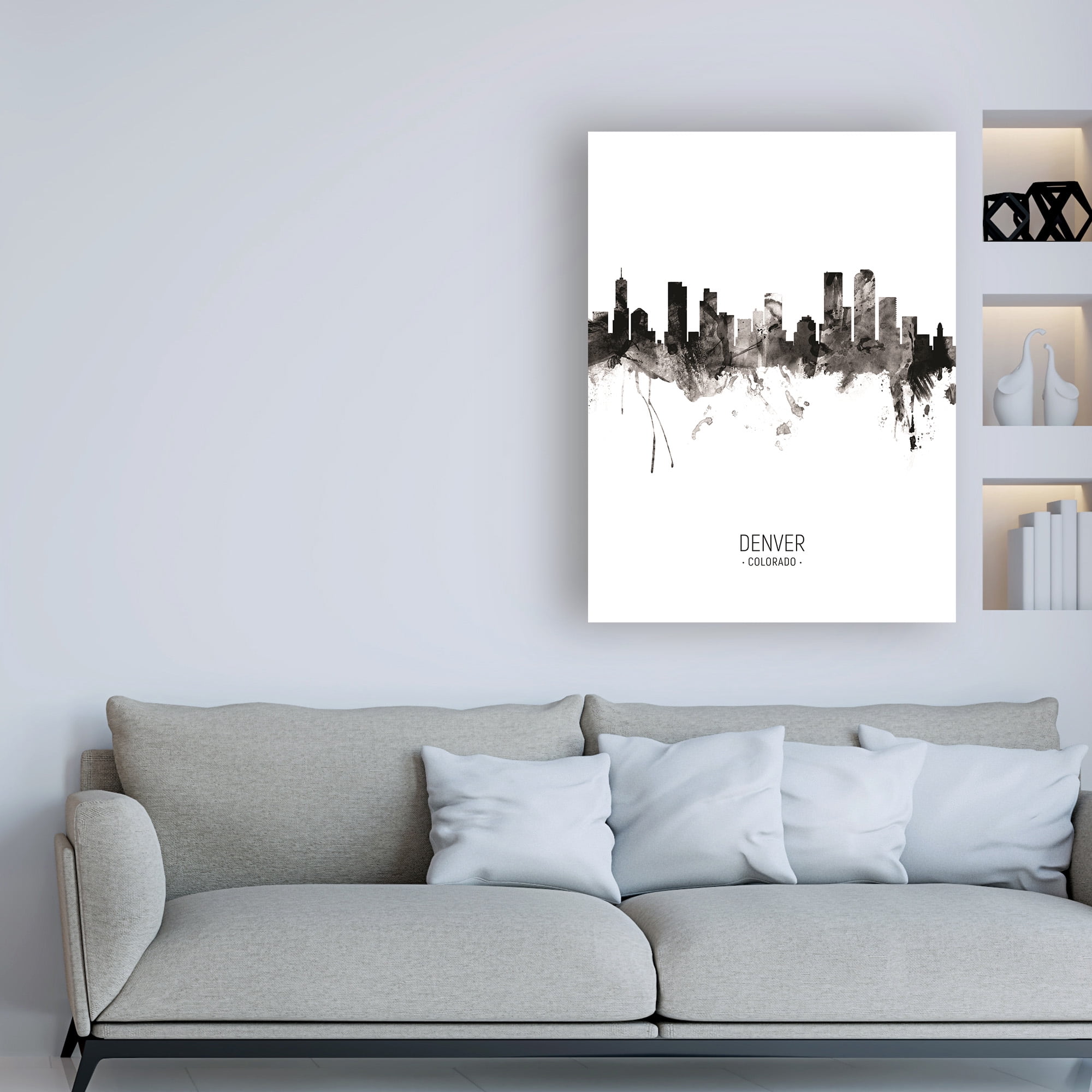 Trademark Fine Art 'Denver Colorado Skyline Portrait II' Canvas Art by Michael Tompsett