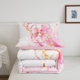 thumbnail image 5 of Manfei Cute Monogram T Queen Comforter Set,Pretty Bownot Comforter Sets Queen,Golden Pink,Pink Reversible,3 Pieces,1 Comforter and 2 Pillowcases, 5 of 7