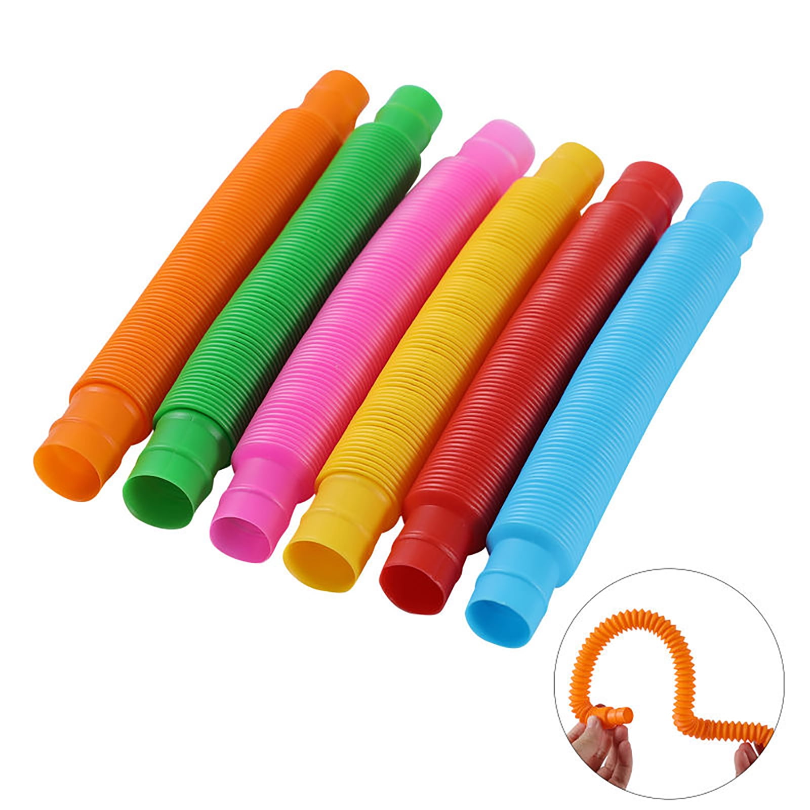 6Pcs Fidget Pop Tube Toys Sensory Stretch Pipe Tools Decompression Stress Relief 