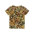 thumbnail image 6 of Girls Cute Summer Tops Size 7 Casual Short Sleeve Crew Neck Girls Tops Funny Daisy Floral Graphic T-Shirts Girls Fashion Tee Tops Saffron 11-12 Years, 6 of 6