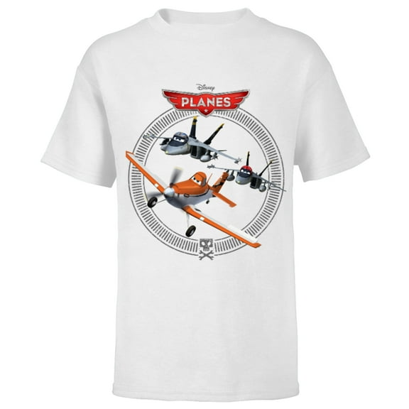 Disney Planes Dusty Crophopper with Bravo and Echo T-Shirt - Short Sleeve T-Shirt for Kids - Customized-White