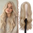 thumbnail image 2 of Yanonmyfd  Long Dirty Blonde Wigs for Women, 24 inch Middle Parting Synthetic Wavy Wig for Daily Party, 2 of 44