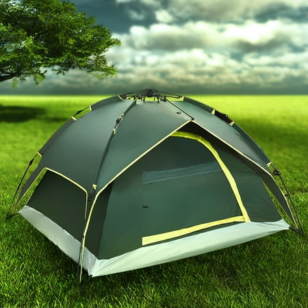 - Instant Dome Tent - 2-3 Person Automatic Double Layer Waterproof for Outdoor Sports Family Camping Hiking Travel Beach with Zippered Door and Carrying Bag in Army Green