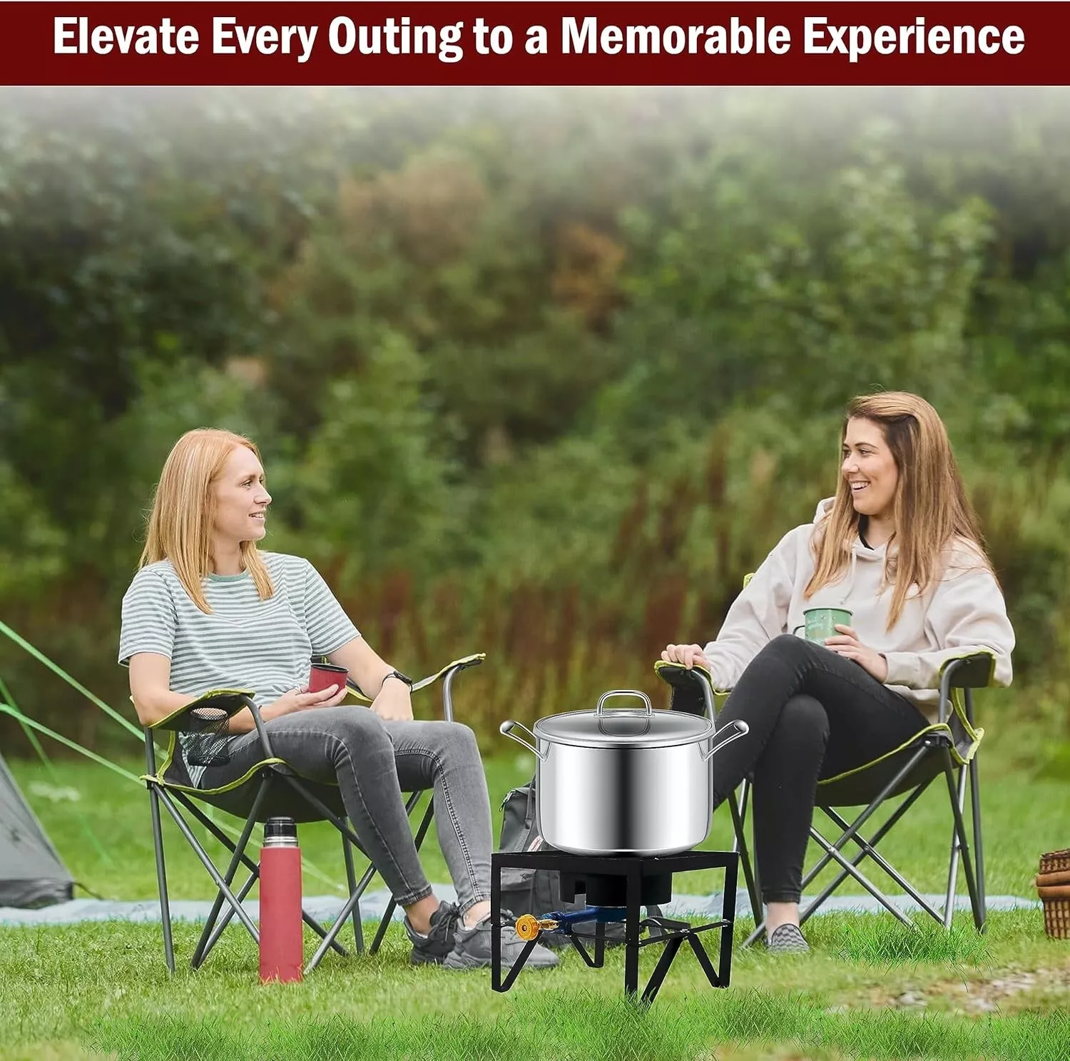Sonret Single Burner Propane gas Stove - Square outdoor propane burner heavy duty - portable gas stove burner propane outdoor burner - with hose pipe, Adjustable 0-20Psi Regulator