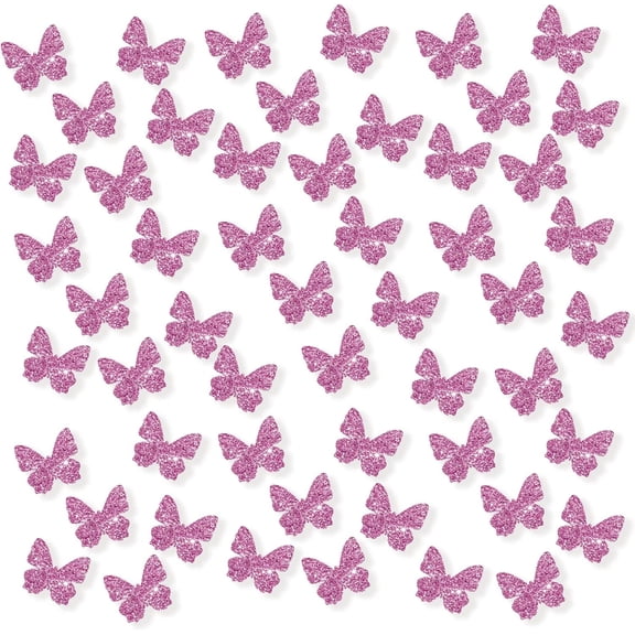 100pcs Butterfly Confetti, Pink Glitter Butterfly Paper Scatter, Little Butterfly Is On The Way Table Confetti, Butterfly Smash Cake Decor, Butterfly Themed Birthday Party Decorations