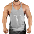 thumbnail image 3 of Camiseta sin mangas con capa Base y letras de Color sólido de verano para hombre, camiseta informal deportiva holgada al por mayor, 3 of 5
