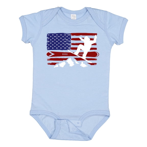 Inktastic Snowboarding US Flag Boys or Girls Baby Bodysuit