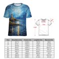 thumbnail image 2 of Lighthouse Sunrise Coast Scenery Pale Blue Tan Women's T-Shirt Short Sleeve T Shirts Tops Tee Ladies Loose T, 2 of 6